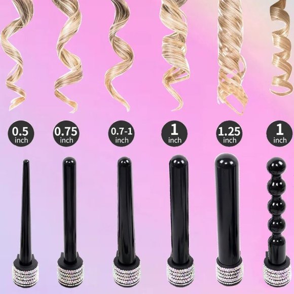 NWT Sparkling Bling Crystal Rhinestone Matching Curling Iron Wand + Gift - Picture 6 of 8